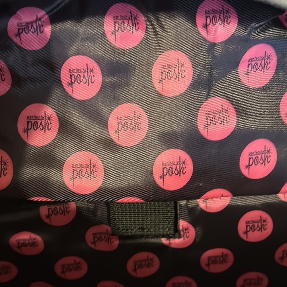 Poshmark Backpack Perfectly Posh Pink Gray Two Zip Pockets Adjustable Straps - Picture 5 of 6